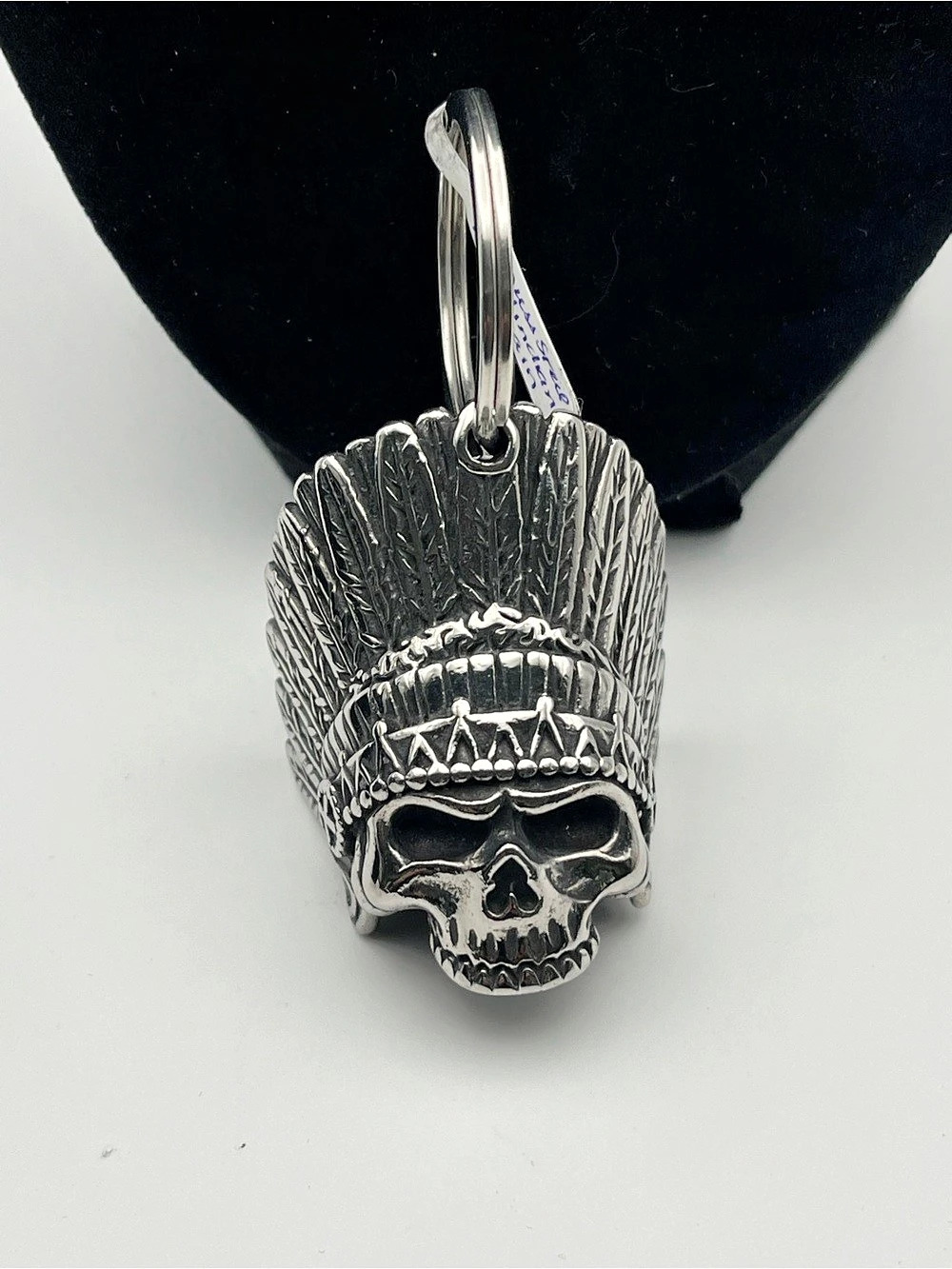 Stainless Steel Skull Headdress Biker Bell/Keychain